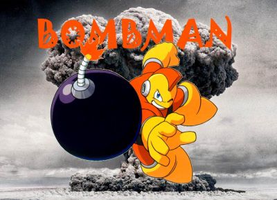 Bomb Man by Henry
I'm not quite sure of the implications on this one...  I mean, not all bombs make mushroom clouds after all.  I at least highly doubt Bomb Man is atomic in nature...
