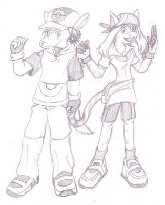 Ash and May
Mike and Krissie as Ash and May from Pokemon.  Both of these characters love Pokemon, Krissie even obsessively collecting plushies.  Mike (c) C. Hersey, Krissie (c) R. Mythril, Pokemon (c) Nintendo and Game Freak
