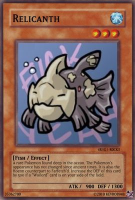 Relicanth by KevROB948
Say what you will, I still really like Relicanth.  Probably because I really like coelocanth in real life.  In Animal Crossing, I always kept a coelocanth in my house.
