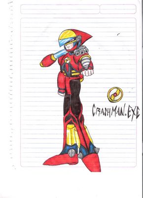 CrashMan EXE by IrukaAoi
This was actually sent to me by GandWatch, a.k.a. Neo, to cheer up his friend who drew this piece.  The design looks very professional to me, she is quite talented!  I could definitely see Capcom using this design.
