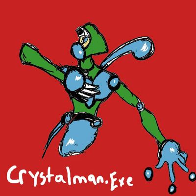 CrystalMan EXE by GunstarHero21
This is quite an interesting take on a CrystalMan Navi, and one that seems like it could be fun to use.  It takes the theme of liquid crystal, which seems an interesting way to go with it.
