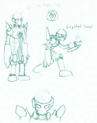 CrystalMan EXE by Jon Causith
Here we have a cool Navi form of CrystalMan, said to be operated by Miyu's niece.  That does seem like it would be an interesting fit.

