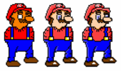Custom Mario Sprite by SammerYoshi
Here we have a custom sprite of Mario made by SammerYoshi, shown in different stages of development.
