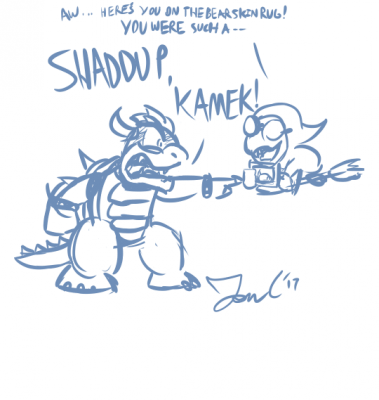 Dad Kamek by Jon Causith
Sure, there's always the idea of Bowser being an embarassing (or according to Nintendo's parental lock feature video, responsible) dad to Bowser Jr., but how about the one that raised Bowser himself?
