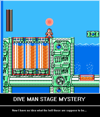Dive Man Mystery by Bowserslave
You know, I was so focused on wondering what the stuff in Shadow Man's stage was, I never even thought about this stuff...
