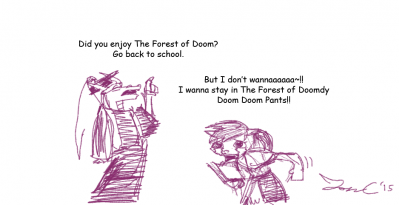 Doodle Doomdy Doom Doom by Jon Causith
During the Portrait of Ruin project, grinding caused Pink to have to revisit the Dark Academy and the Forest of Doomdy Doom so very many times, haha.
