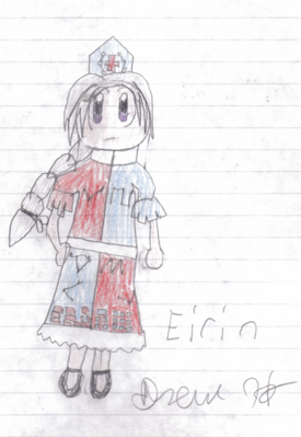 Eirin by Drew
A rather cute rendition of my favorite Touhou character, the Genius of the Moon, Eirin Yagokoro.
