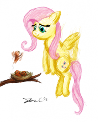 Fluttershy Fluttering By by Jon Causith
And more cute Fluttershy art!  It seems Jon actually posted some of these for the voice actress to see.
