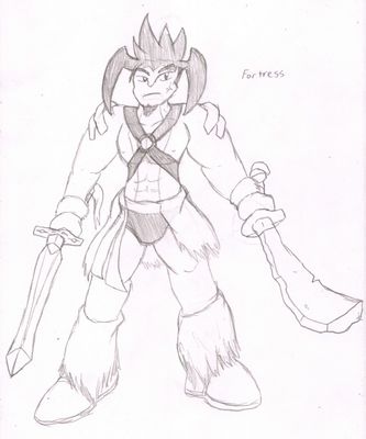 Fortress
Here we have Kit's Terrakion.  The overall look made me think a barbarian warrior theme would work well.  As for the swords, they represent his use of Sacred Sword and Stone Edge.

