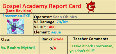 FreezeMan's Revised Report Card by jeffrey
FreezeMan must have been taking extra notes and studying feverishly for his finals, because he definitely improved.  Perhaps he does not fail after all!
