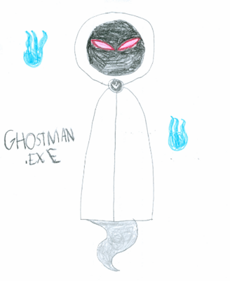 GhostMan EXE by FreezeYoshi
It seems this troublesome Navi has a nasty habit of summoning Spooky viruses to help out.  A constant army of healers?  That could be problematic.
