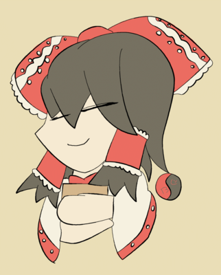 Girl by Bailey Cowell-fong
Reimu certainly seems happy here.  Maybe people are finally donating to the shrine?
