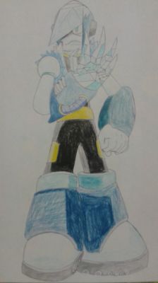 Glacier Man by Thomas Kane
A powerful ice-type Robot Master, he can use ice to make powerful weapons such as his claws.  He resides in the northern reaches of Skyrim.
