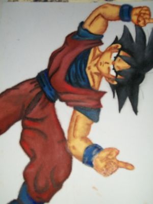 Goku by IrukaAoi
Evidently the other half of the "fusion pose" with Vegeta.  It looks quite well done, certainly!
