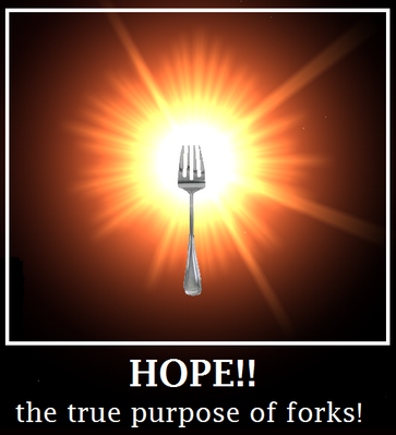 HOPE by ioddandodd
Ah, the Fork of Hope, truly one of the greatest weapon names ever X)
