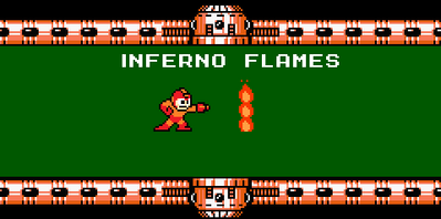 Inferno Flames by ItalianRobot
Here we have Inferno Man's weapon of choice, the Inferno Flames.  It looks a bit like the Flame Burst, though perhaps it is differentiated in action.
