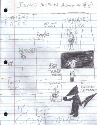 James' Magical Adventure Pt 24 by Drew
Diving down all those holes can't be good for James.  I certainly would advise against it.  Especially given that ominous shadow.

