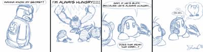 Hunger Buff by Jon Causith
Does hunger equal strength?  If so, Kirby must be terrifyingly powerful...
