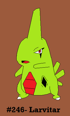 Larvitar by Dragoonknight717
Larvitar was one of the last few Johto breeds I trained to 100.  Visually though, he is probably my favorite of that line.
