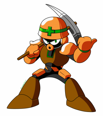 Met Man by Alex
And here we have the last of my Robot Masters, Met Man.  I always did like Mets, this guy I'm pretty sure was the first RM I ever designed.  His abilities changed a bit over time, specifically the addition of the pickaxe after seeing Mettaurs in the Battle Network series.
