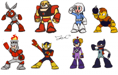 MM1 Cast by Jon Causith
Here we have the cast of MM1, plus the duo from Powered Up.  I love Time Man's nonplussed expression XD
