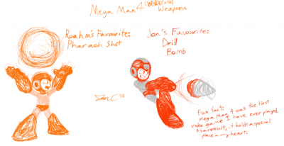 Arsenal Favorites MM4 by Jon Causith
MM4 had an interesting selection of weapons.  I always enjoyed the things you could do with Pharaoh Shot, while Jon likes the Drill Bomb.  That early detonation ability it has is indeed quite useful.
