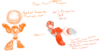 Arsenal Favorites MM4 by Jon Causith
MM4 had an interesting selection of weapons.  I always enjoyed the things you could do with Pharaoh Shot, while Jon likes the Drill Bomb.  That early detonation ability it has is indeed quite useful.
