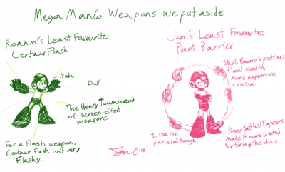 Weapons We Set Aside - MM6 by Jon Causith
Jon has a point, the Plant Barrier is perhaps one of the least interesting shield weapons.  But at least it has a visual effect, unlike Centaur Flash, the most boring screen attack weapon in the series.  Yay, a white flash.  Woo.
