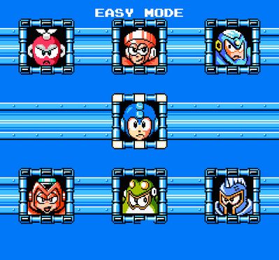 Mega Man Easy by DelralionV2
Here we seem to have a selection of easy bosses from the first six games.  A nice, easy-going game for beginners.
