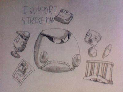 I Support Strike Man by GeorgeTheRaccoon
Of the main eight Robot Masters from MM10, Strike Man seems to have the highest score.  Sadly, it's mostly for his stage, but still, it is an impressive 7 / 10.
