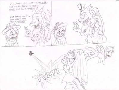 The Pony Debt
So one night before going to bed, Shagg told me my daily "treasure" on Pokemon Black would be a Black Flute, and that if he was right, I owed him a pony.  I instead got a Heart Scale... but had long videos to upload and was bored and feeling silly.  So this happened.
