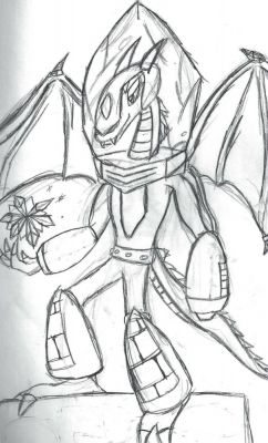 Roahm by Someguybro
An interesting concept here of my dragon self as a Robot Master with ice powers.  It's pretty likely that would be my element as such.
