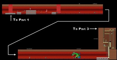 Roahm's Stage pt 2 by MegaBetaman
Here's the second part of the stage.  Things are getting a little hot now!  Methinks the Mecha Dragon there is more comfortable with heat than I would be ^_^;  This has been updated to show the link to the final area.
