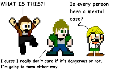 Silent Hill Lines by Hillary
Here we have some classic Silent Hill dialogue, and in classic 8 bit form.  I like the James sprite X)
