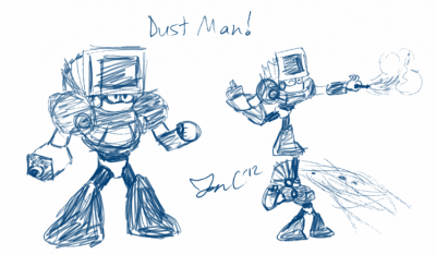 Dust Man Sketches by Jon Causith
For some reason, I always kind of liked Dust Man, even if he never uses his arm cannon.  I can't help but laugh at the feather duster here though XD
