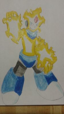 Voltage Man by Thomas Kane
An electric Robot Master, Voltage Man is largely made of electricity himself, held in a stable form by the armor he wears.  A bit of a prankster, he has settled into Spyro's world, hanging out around Wizard Peaks.
