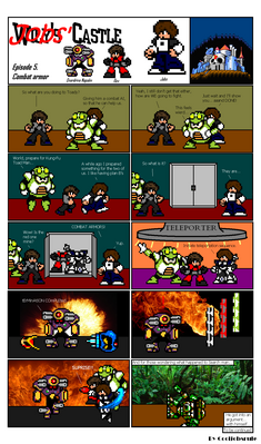 Wily Castle 5 by cooljobsrule
It looks like Overdrive Napalm was too much for Quick Man and Needle Man to handle.  The crew will have to handle this one themselves!  Oh, and Search Man evidently got into an argument with himself, so that's one less problem at least...
