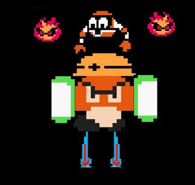 Chaos Goomba by Ace-heart
Quite a fearsome amalgamation, this, with traces of Crazy Razy, Tackle Fires, Sniper Joes, Met, Enker, and one angry Goomba.
