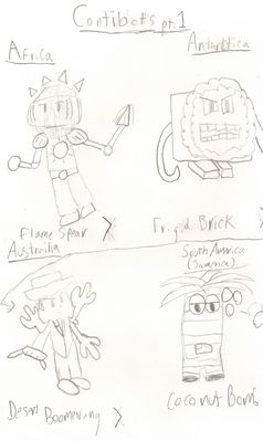Contibots by TheKoopakirby
Thinking along the lines of the Stardroids, TheKoopakirby decided to make a series of Robot Masters based on the continents.  Here we have Africa, Antarctica, Austrailia, and South America.
