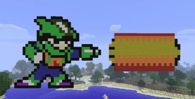 Dragon Man Minecraft by Vader10001
Here we have a Minecraft construction of Dragon Man, star of the REVENGE!! image hack by JUN0theF0X.  Nicely done!
