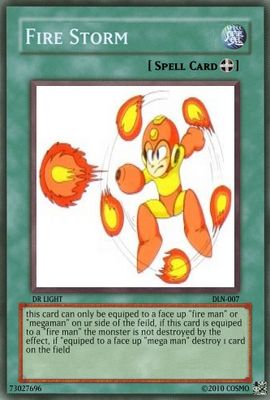 Fire Storm Card by EXEcosmoman20
Hm.... I'm not quite sure I get the effect of this card when equipped to Fire Man...
