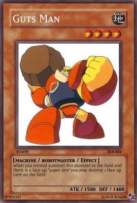 Guts Man Card by EXEcosmoman20
Hmm...  I would have expected more power from Guts Man, but his effect sounds useful.
