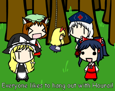 Hanging Out by GandWatch
Everyone loves hanging out with Hourai!  Haha, poor Hourai, can you really call being shown usually in a noose taking on a "life" of her own? ^_^;
