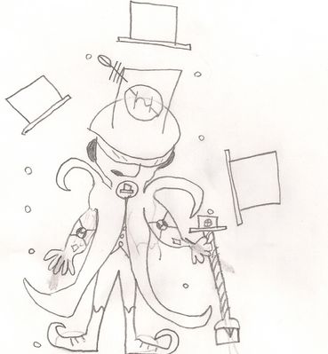 Hat Man (brother rendition) by TheKoopakirby
This rendition of Hat Man as a Robot Master was actually done by TheKoopakirby's brother.  This one looks more like he's focused on throwing his hats around.

