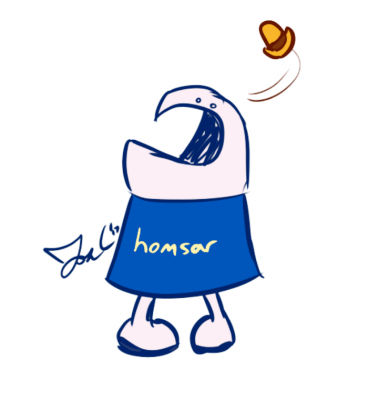 homsar by Jon Causith
He was raised by a cup of coffee.  homsar was always such a strange feature of Homestar Runner.  I kinda love that he spawned from a typo and just stuck around.
