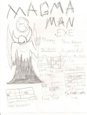 MagmaMan EXE by TheKoopakirby
This rendition of MagmaMan.EXE is largely inspired by Chernabog from Fantasia.  I think it looks quite cool ^_^  Amusingly, this Navi being evil, in conjunction with his operator, does seem to continue the uncertainty of Mr. Match's true alignment XD

