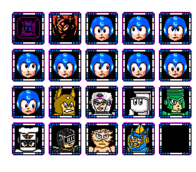 Mega Man Mania Mugshot Test by SammerYoshi
This is a bit of a test animation, showing the various mugshots of the select screen flashing as if selected.
