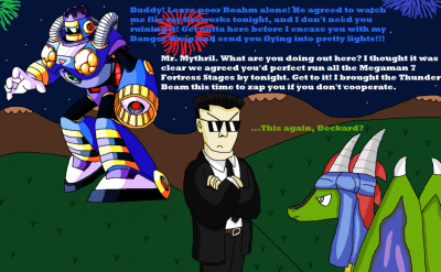 Fourth of July by MegamanNerd63
Deckard really needs to relax sometimes...  I think this might be the first time anyone's drawn him though, indeed this is pretty much how I see him, strict MIB type style.
