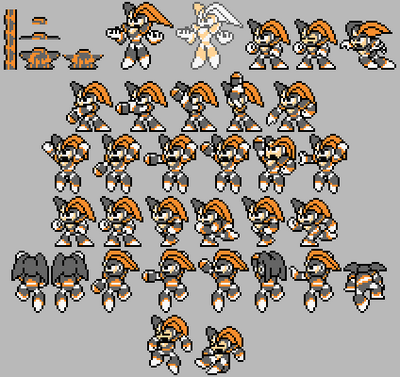 Mega Man Maximum Bass Sprites by Hfbn2
Instead of using the ones from MM10, Hfbn2 made his own Bass sprites for the game.  I think they were well worth the effort, I think these look a good deal better than the MM10 sprites while still looking 8 bit.
