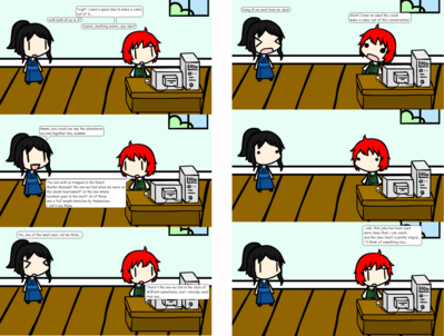 Overused Jokes by GandWatch
In explaining this one, Neo stated that it wasn't that he lacked ideas, it was that he had TOO MANY ideas to settle on one.  I can definitely relate, so many ideas stack up that it becomes hard to pick one to follow, and so it feels like you may as well have none.  We also have a guest appearance from IrukaAoi!
